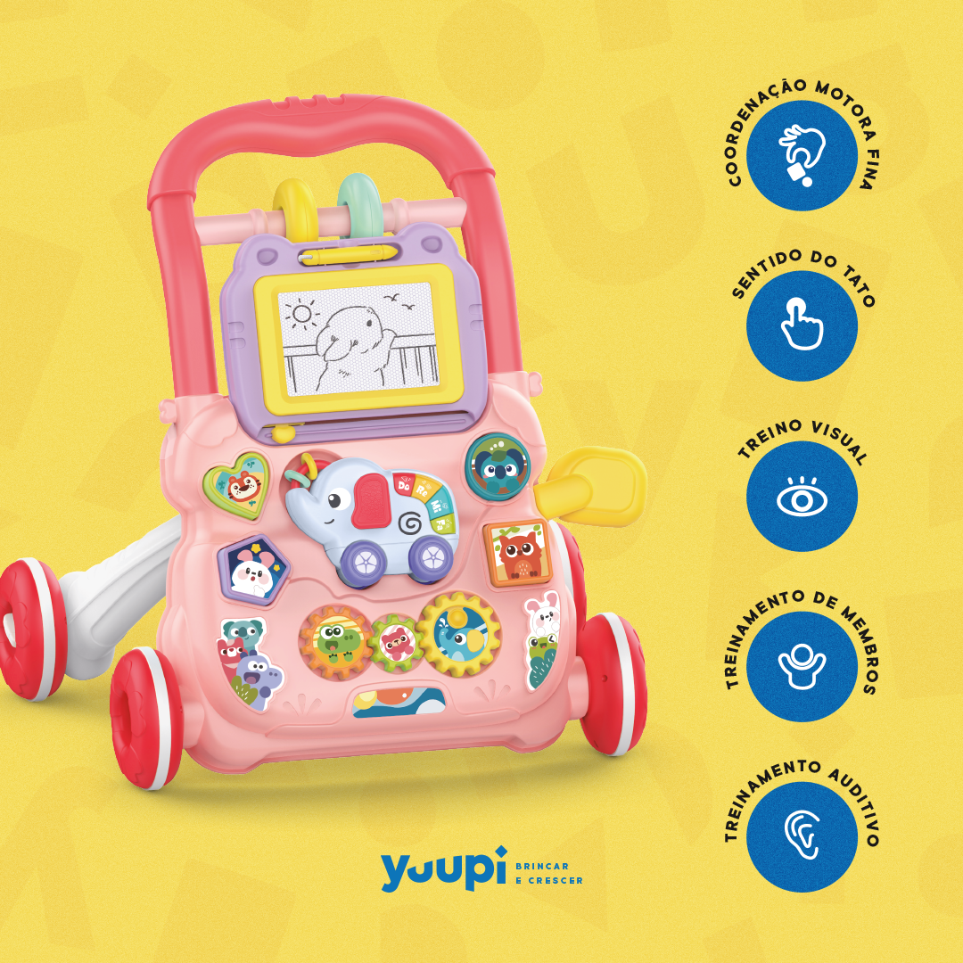 Andador Empurrador Infantil Musical Educativo Rosa Yuupi