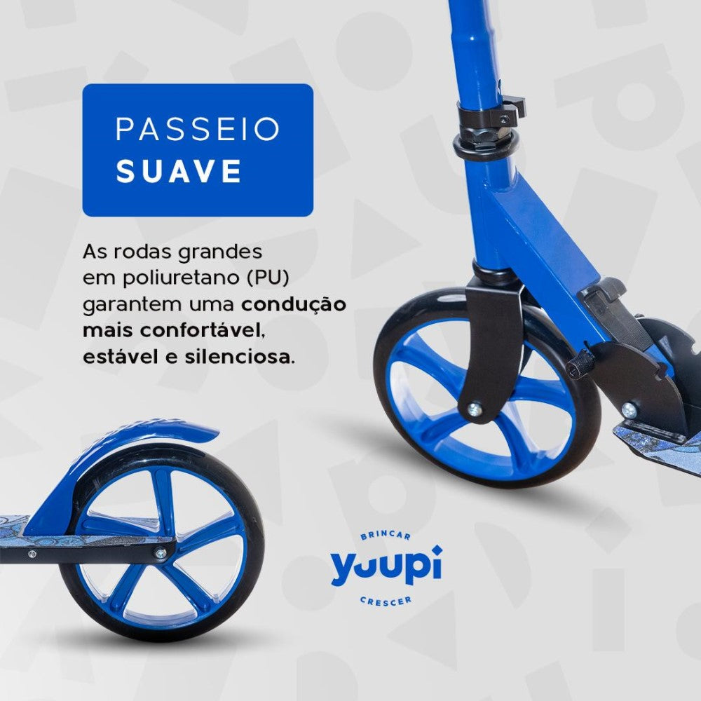 Patinete Juvenil Dobrável Com Descanso Azul Yuupi