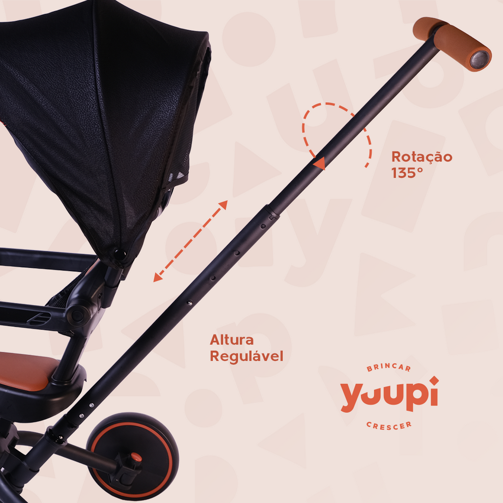 Carrinho, Triciclo, Andador e Bicicleta de Equilíbrio 4 em 1 Preto Yuupi