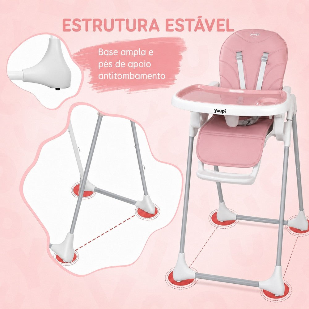 Cadeira de Alimentação Premium para Bebês Rosa Yuupi