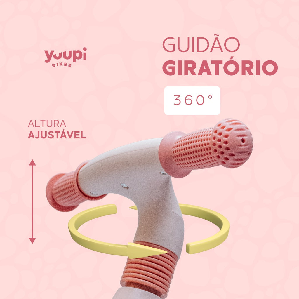 Bicicleta De Equilíbrio Sem Pedal Dino Rosa Yuupi