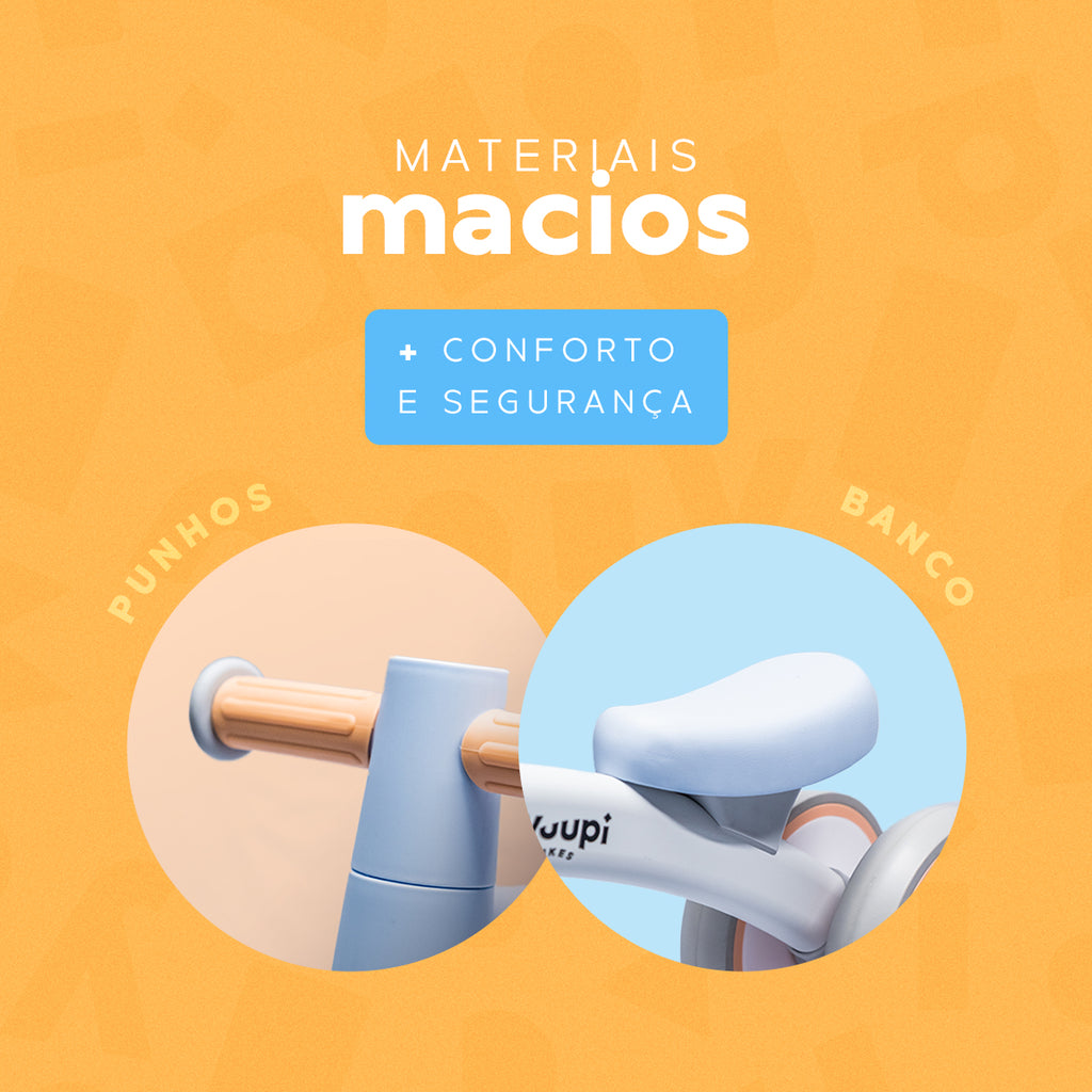 Bicicleta De Equilíbrio Infantil Sem Pedal Azul 4 Rodas Yuupi