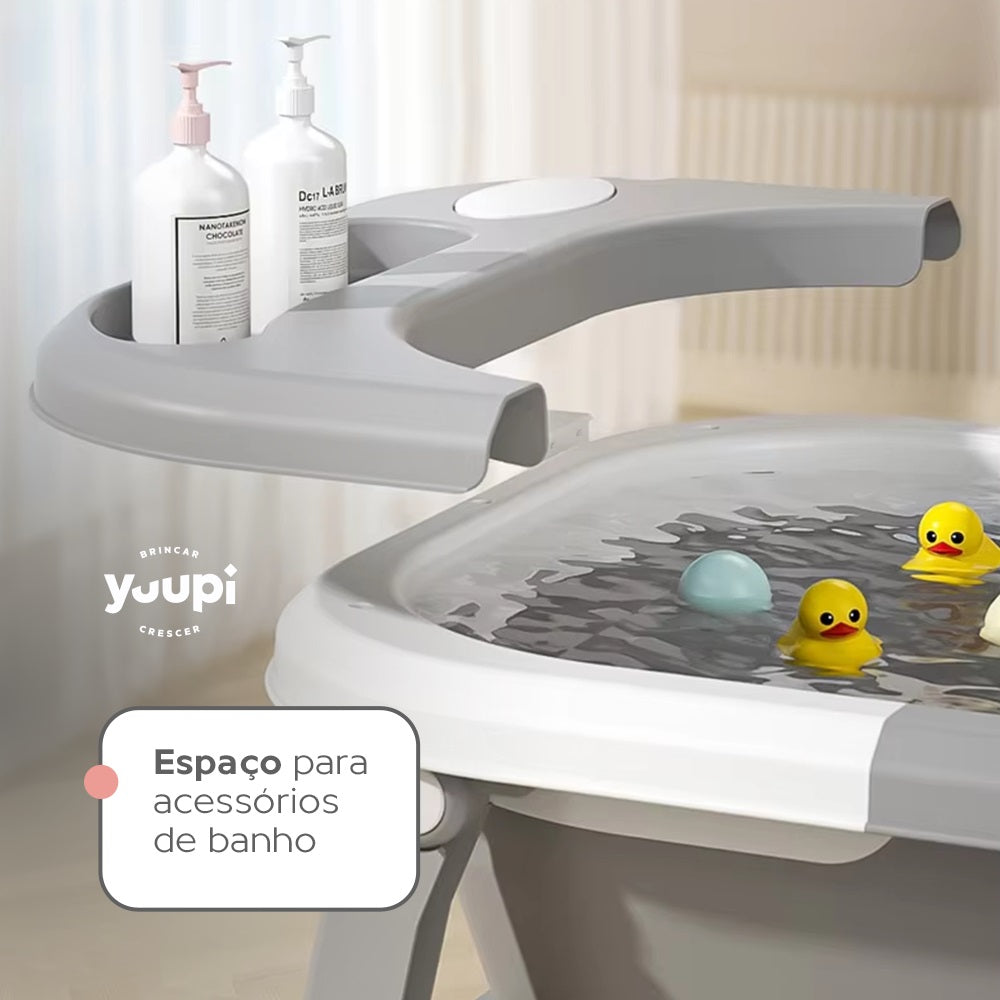 Banheira Dobrável Compacta Com Termômetro Cinza Yuupi