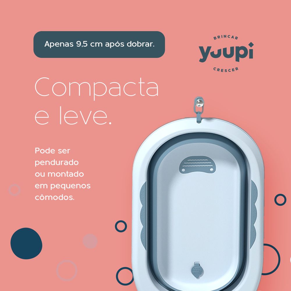 Banheira Dobrável Com Termômetro E Almofada Azul Yuupi