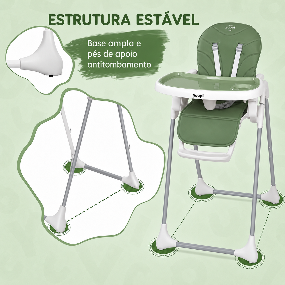 Cadeira de Alimentação Premium para Bebês Verde Yuupi