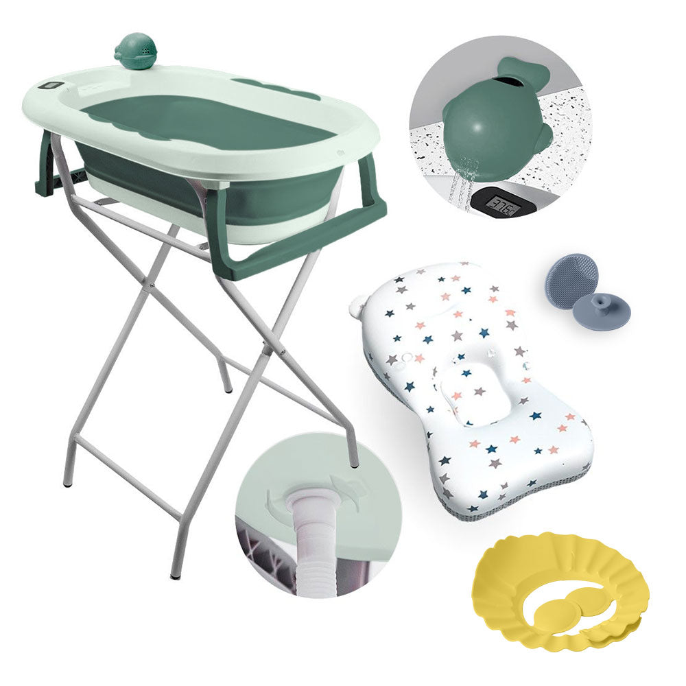 Banheira Dobrável Com Suporte e Acessórios YPB189 Verde Yuupi