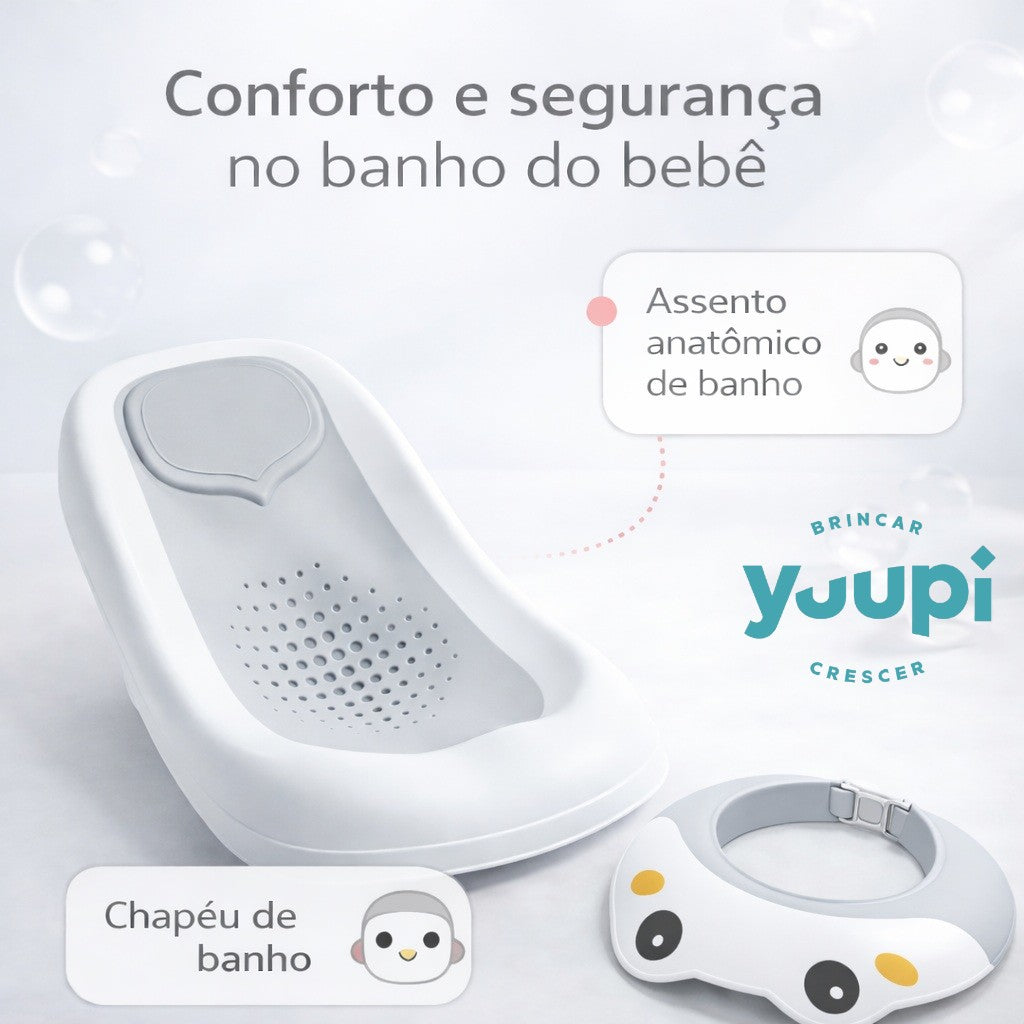 Banheira Dobrável Com Suporte 7 em 1 com acessórios YPB388 Cinza Yuupi