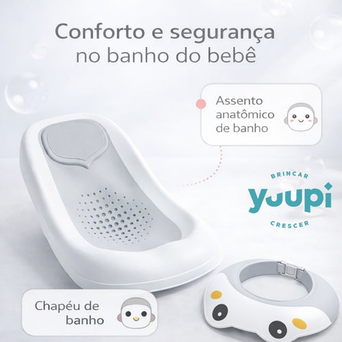 Banheira Dobrável Com Suporte 7 em 1 com acessórios YPB388 Cinza Yuupi