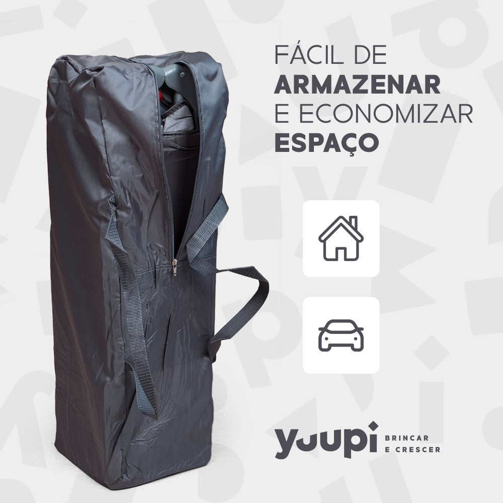 Berço e Cercadinho Portátil com Trocador e Bolsa para Transporte Grafite Yuupi