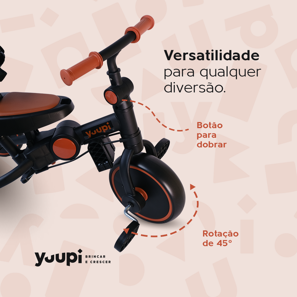 Carrinho, Triciclo, Andador e Bicicleta de Equilíbrio 4 em 1 Preto Yuupi