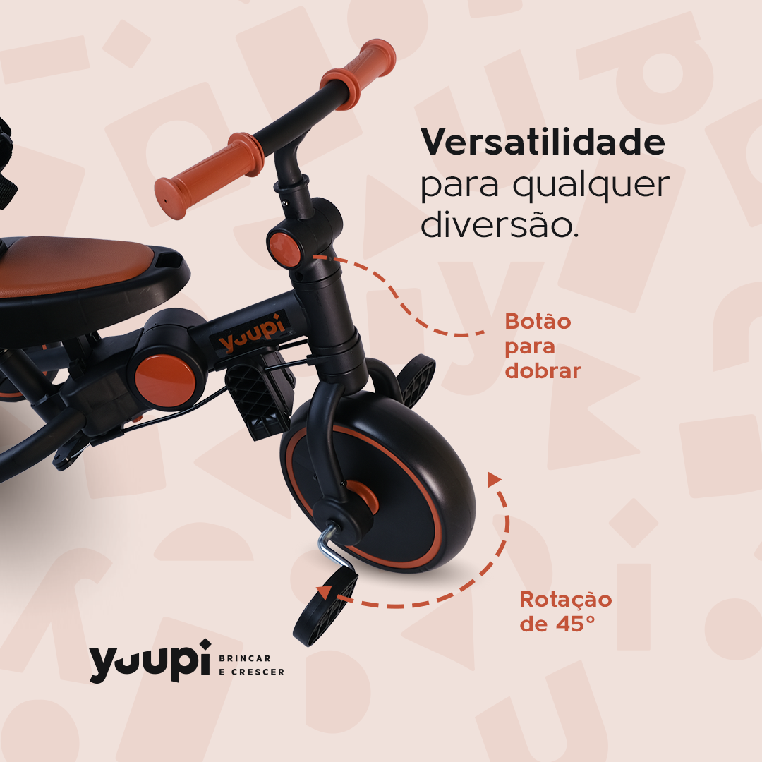 Carrinho, Triciclo, Andador e Bicicleta de Equilíbrio 4 em 1 Preto Yuupi