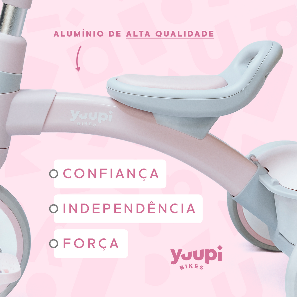 Triciclo Motoca Infantil Com Cestinho e Baú Rosa Yuupi