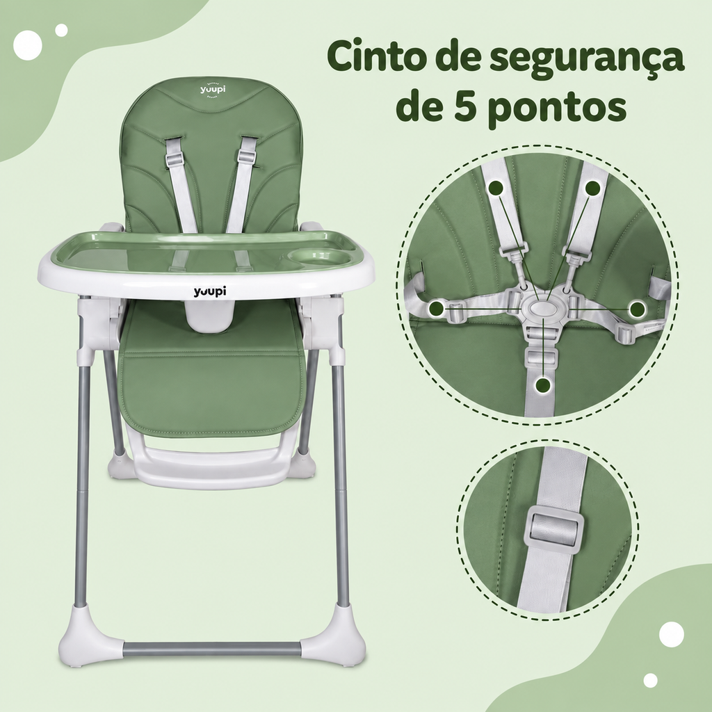 Cadeira de Alimentação Premium para Bebês Verde Yuupi