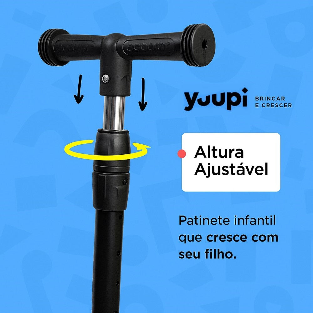 Patinete Infantil Com Rodas Flash Preto Yuupi