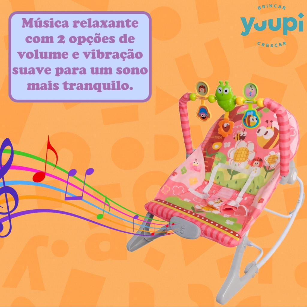 Cadeira de Descanso Infantil Rosa com Móbile Yuupi