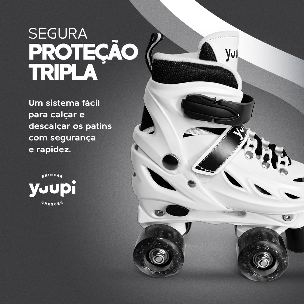 Patins Classicos Quad Branco P 30-33 Yuupi