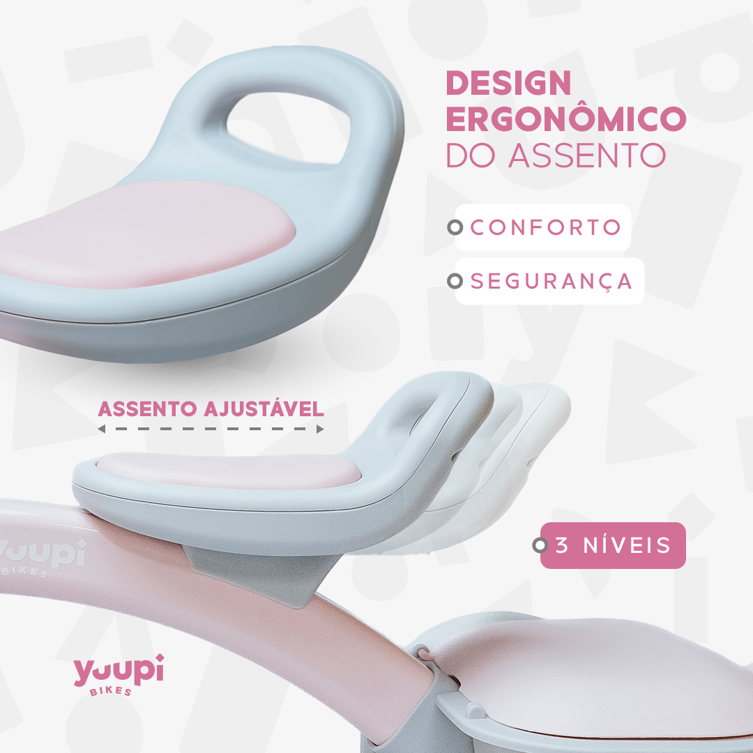 Triciclo Motoca Infantil Com Cestinho e Baú Rosa Yuupi