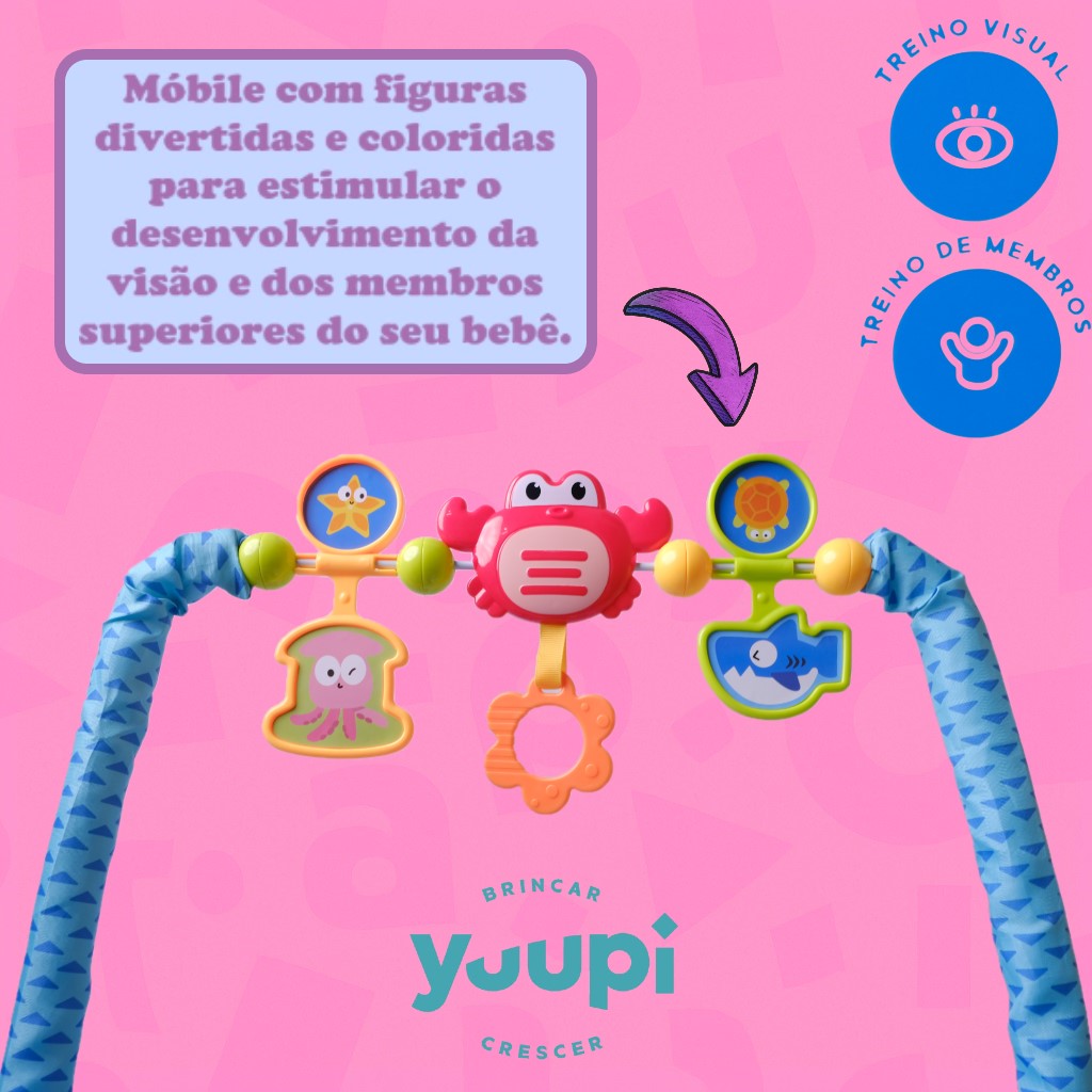 Cadeira de Descanso Infantil Azul com Móbile Yuupi