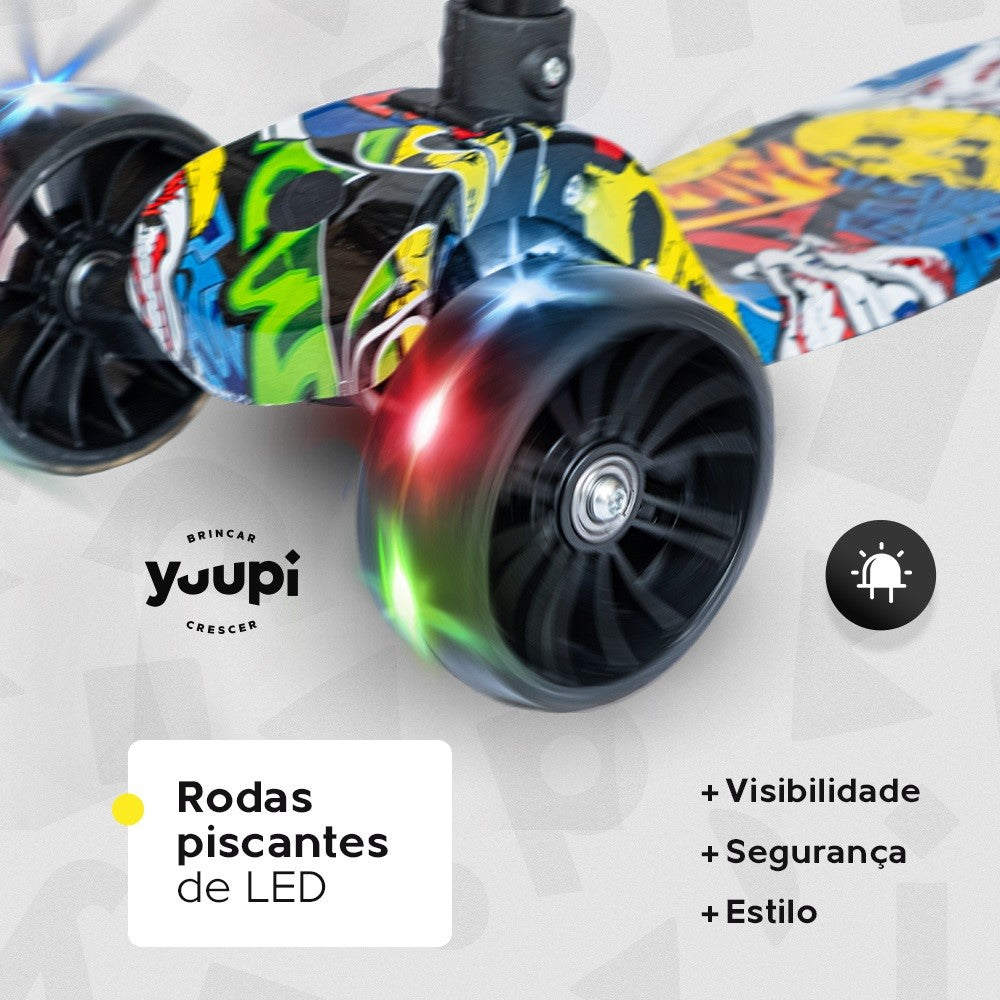 Patinete Infantil Com Rodas Flash Preto Yuupi