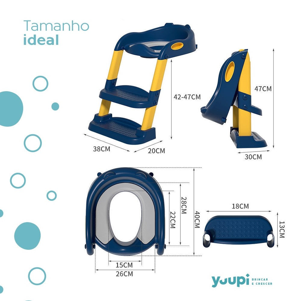 Assento Redutor Dobrável Infantil Com Escada Azul Yuupi