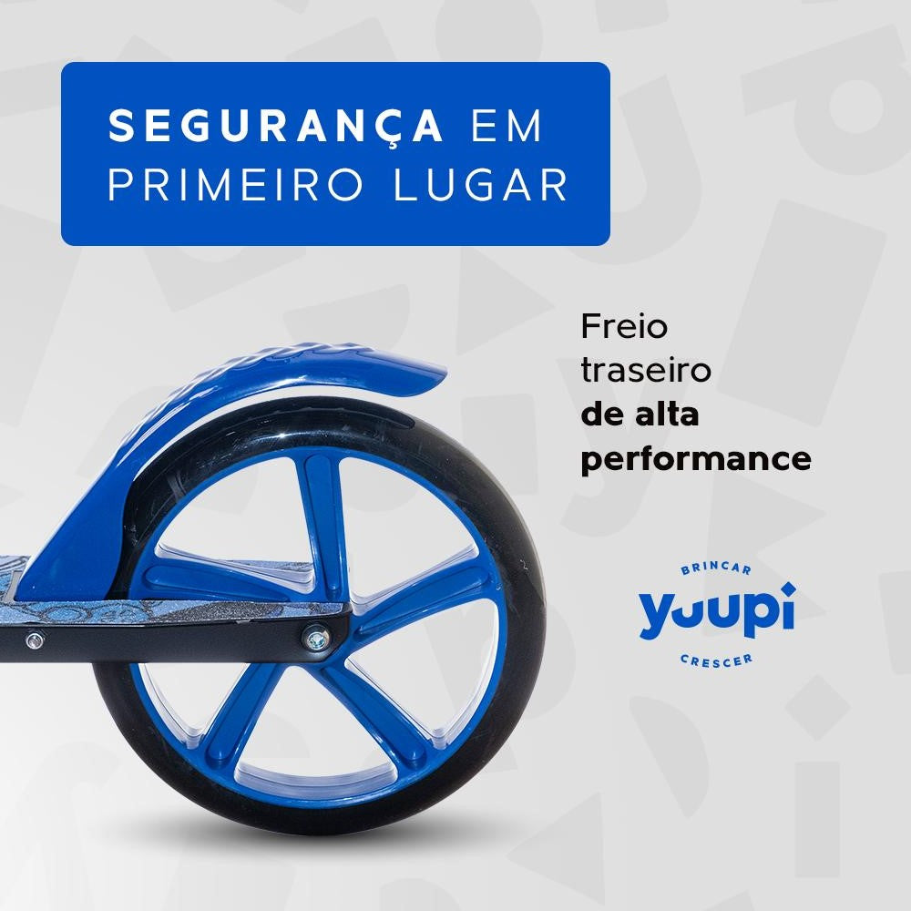 Patinete Juvenil Dobrável Com Descanso Azul Yuupi