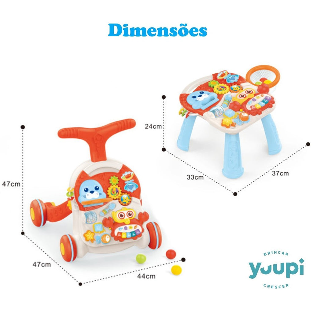 Andador e Mesa de Atividades 2 em 1 Vermelho Yuupi