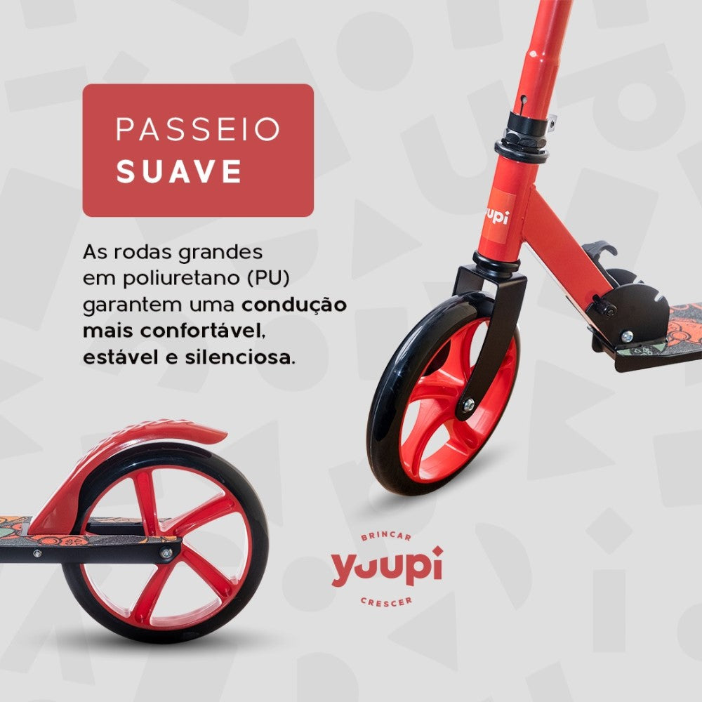 Patinete Juvenil Dobrável Com Descanso Vermelho Yuupi