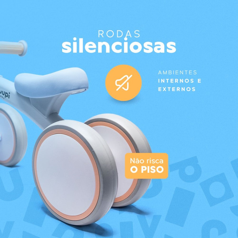 Bicicleta De Equilíbrio Infantil Sem Pedal Azul 4 Rodas Yuupi