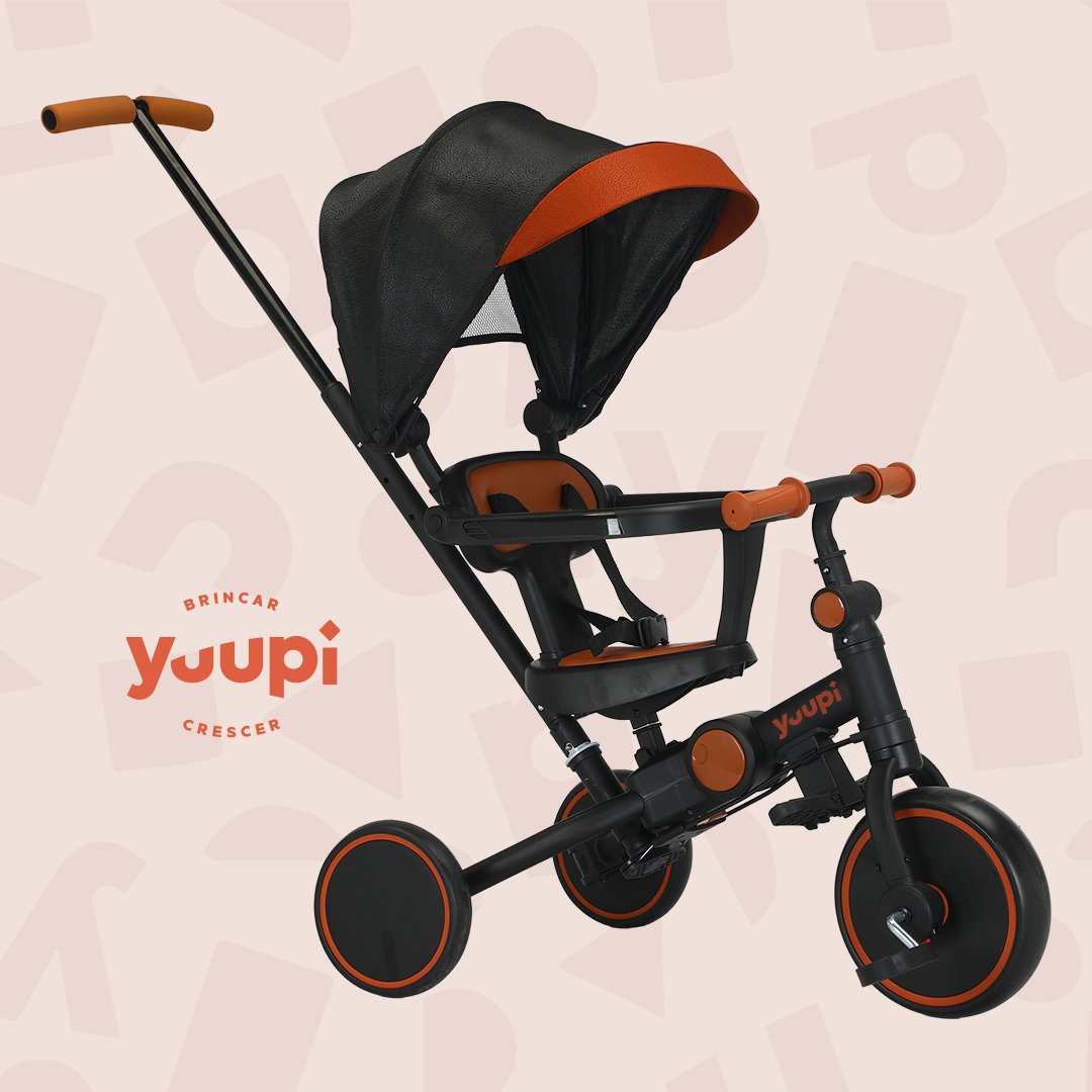 Carrinho, Triciclo, Andador e Bicicleta de Equilíbrio 4 em 1 Preto Yuupi