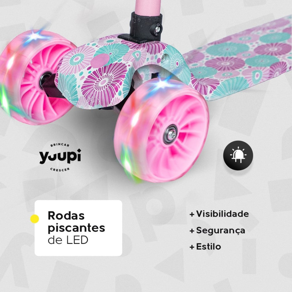 Patinete Infantil Com Rodas Flash Rosa Yuupi