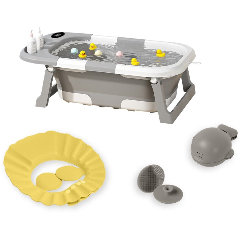 Banheira Dobrável Compacta Com Termômetro Cinza Yuupi