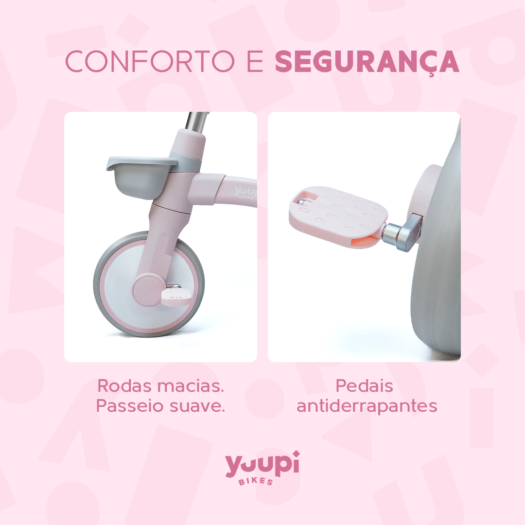Triciclo Motoca Infantil Com Cestinho e Baú Rosa Yuupi