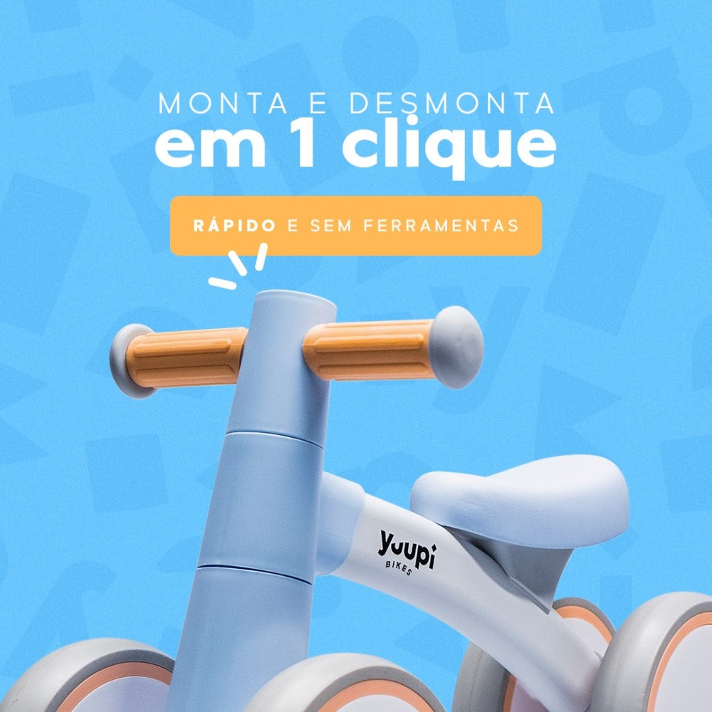 Bicicleta De Equilíbrio Infantil Sem Pedal Azul 4 Rodas Yuupi