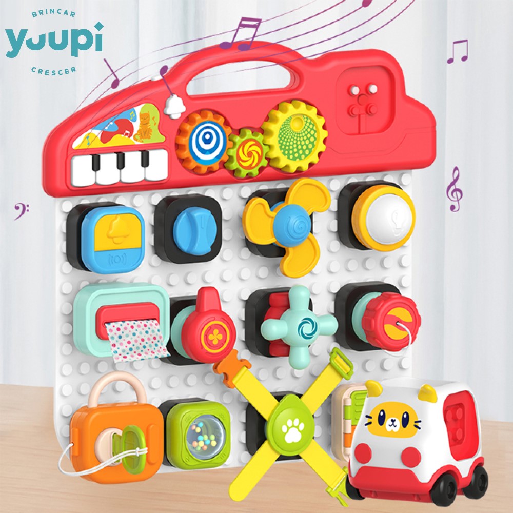 Painel de Atividades com Blocos e Piano Musical Yuupi