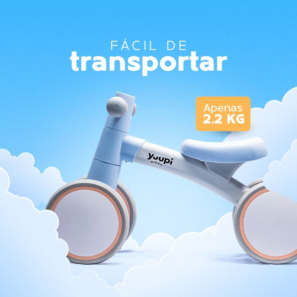 Bicicleta De Equilíbrio Infantil Sem Pedal Azul 4 Rodas Yuupi