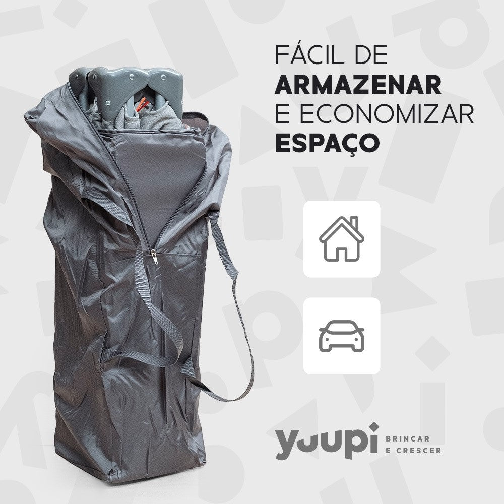 Berço e Cercadinho Portátil Com Bolsa para Transporte Grafite Yuupi