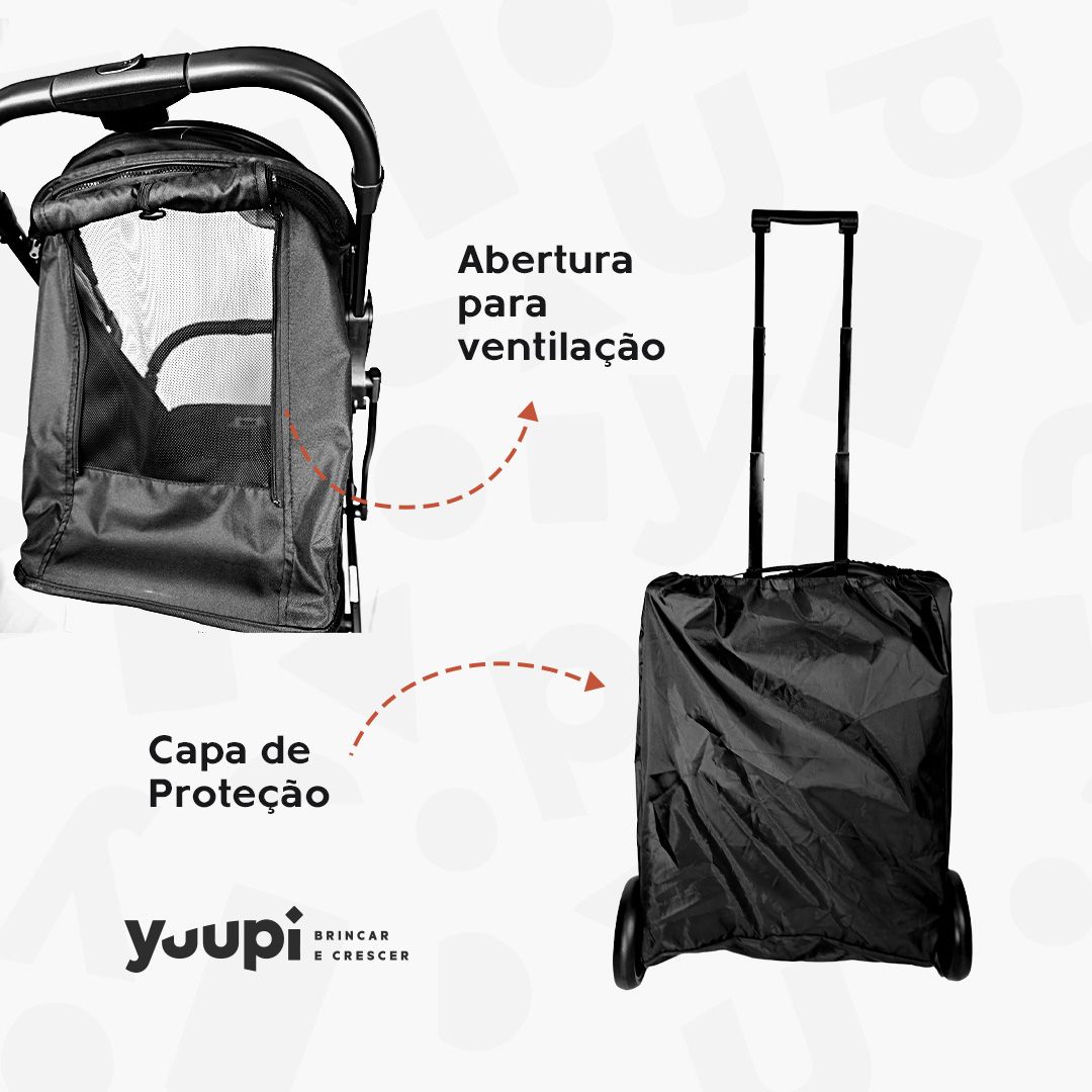 Carrinho De Bebê Portátil Para Viagem Aero Preto Yuupi