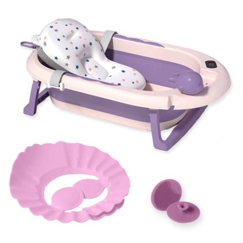 Banheira Dobrável Plus Com Termômetro E Almofada Lilás Yuupi