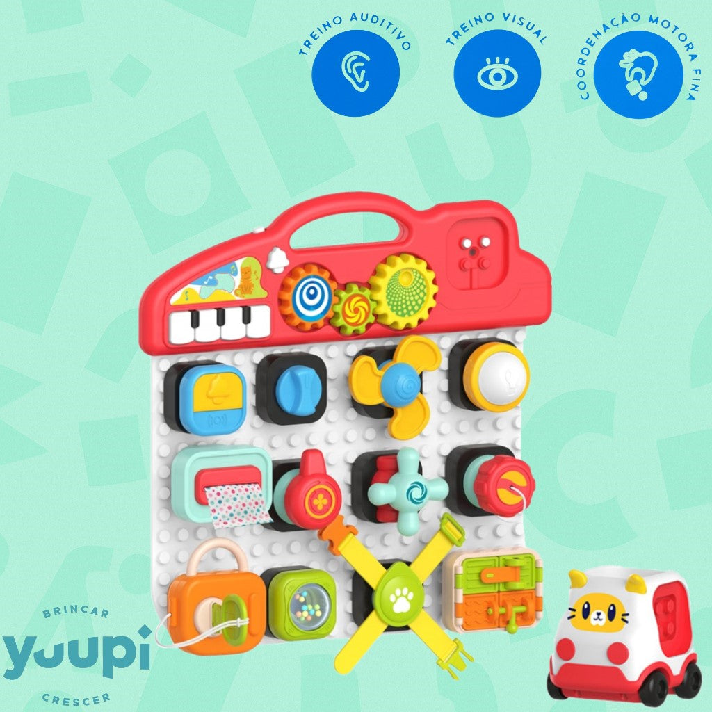 Painel de Atividades com Blocos e Piano Musical Yuupi