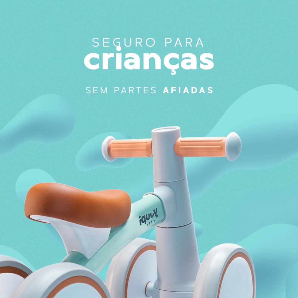 Bicicleta De Equilíbrio Infantil Sem Pedal Verde 4 Rodas Yuupi
