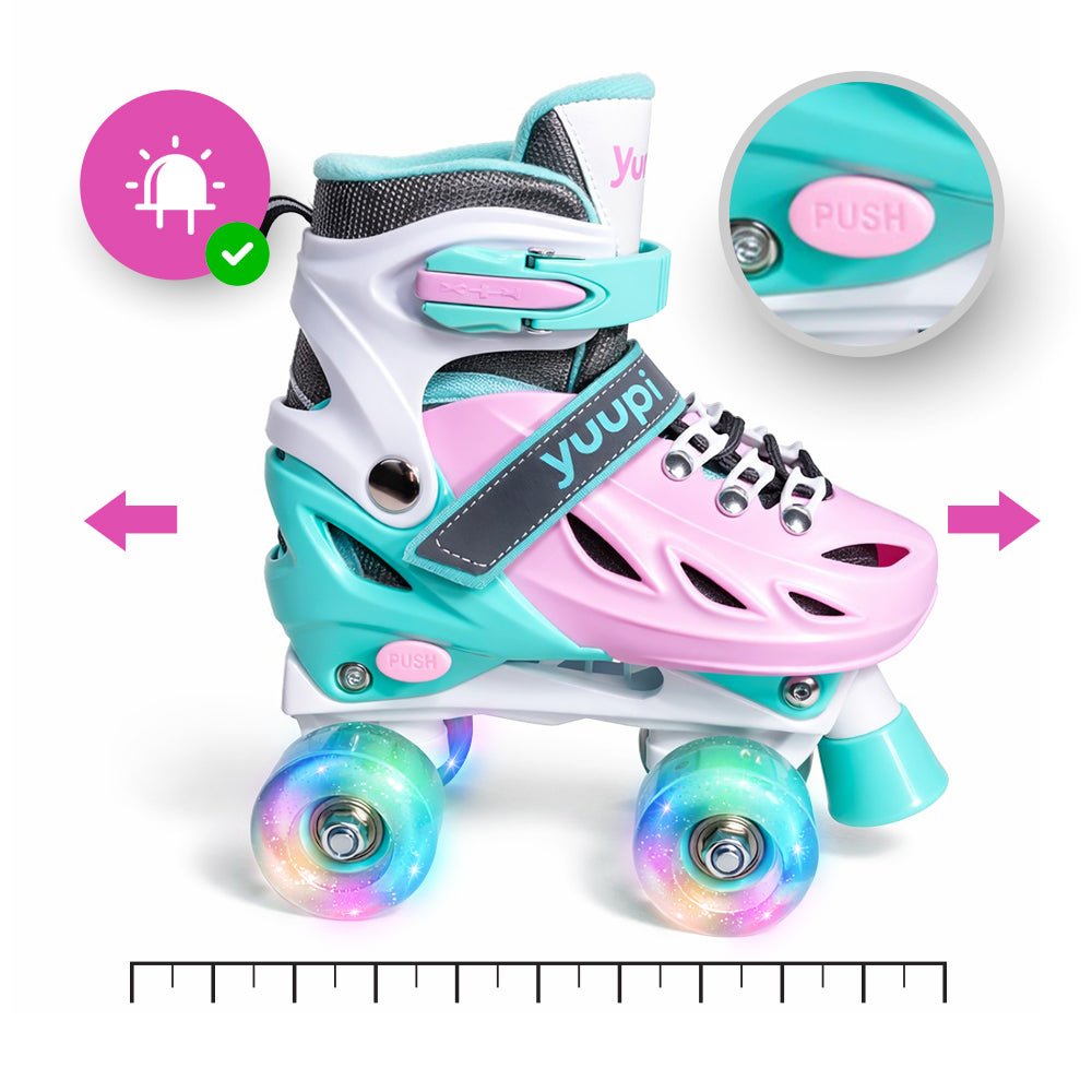 Patins Clássicos Quad Ajustável Rosa P 30-33 Yuupi