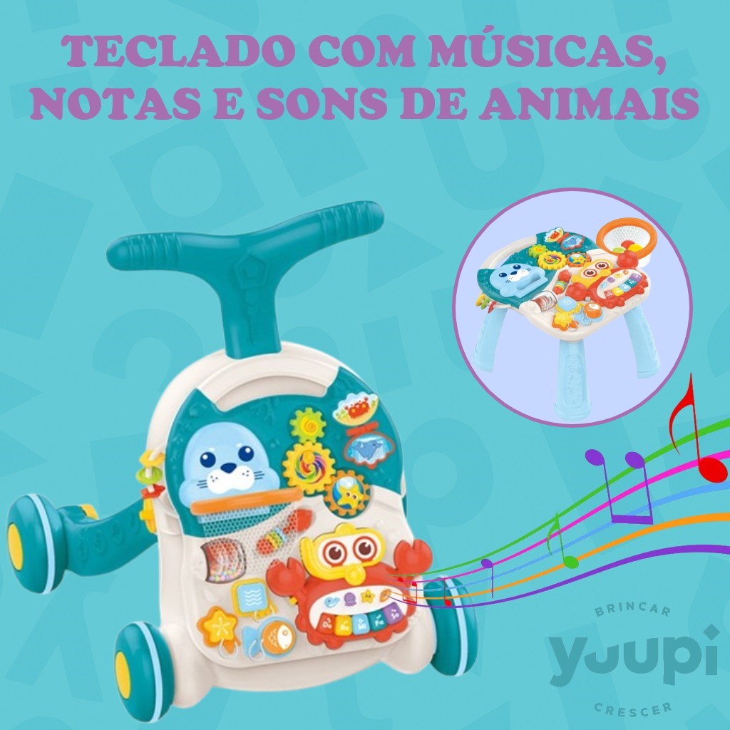 Andador e Mesa de Atividades 2 em 1 Azul Yuupi