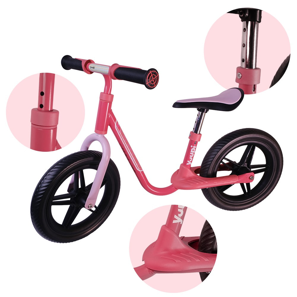 Bicicleta De Equilíbrio Infantil Sem Pedal Aero Rosa Yuupi