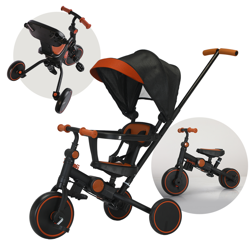Carrinho, Triciclo, Andador e Bicicleta de Equilíbrio 4 em 1 Preto Yuupi