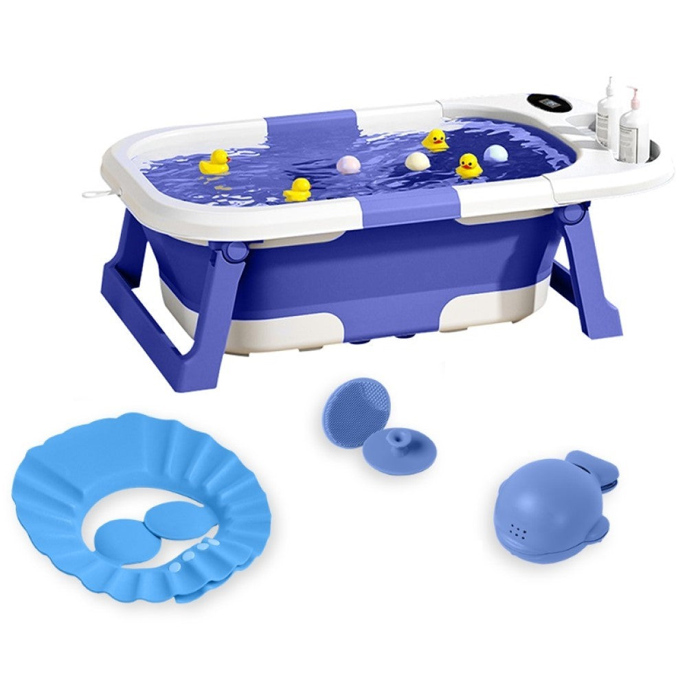 Banheira Dobrável Compacta Com Termômetro Azul Yuupi