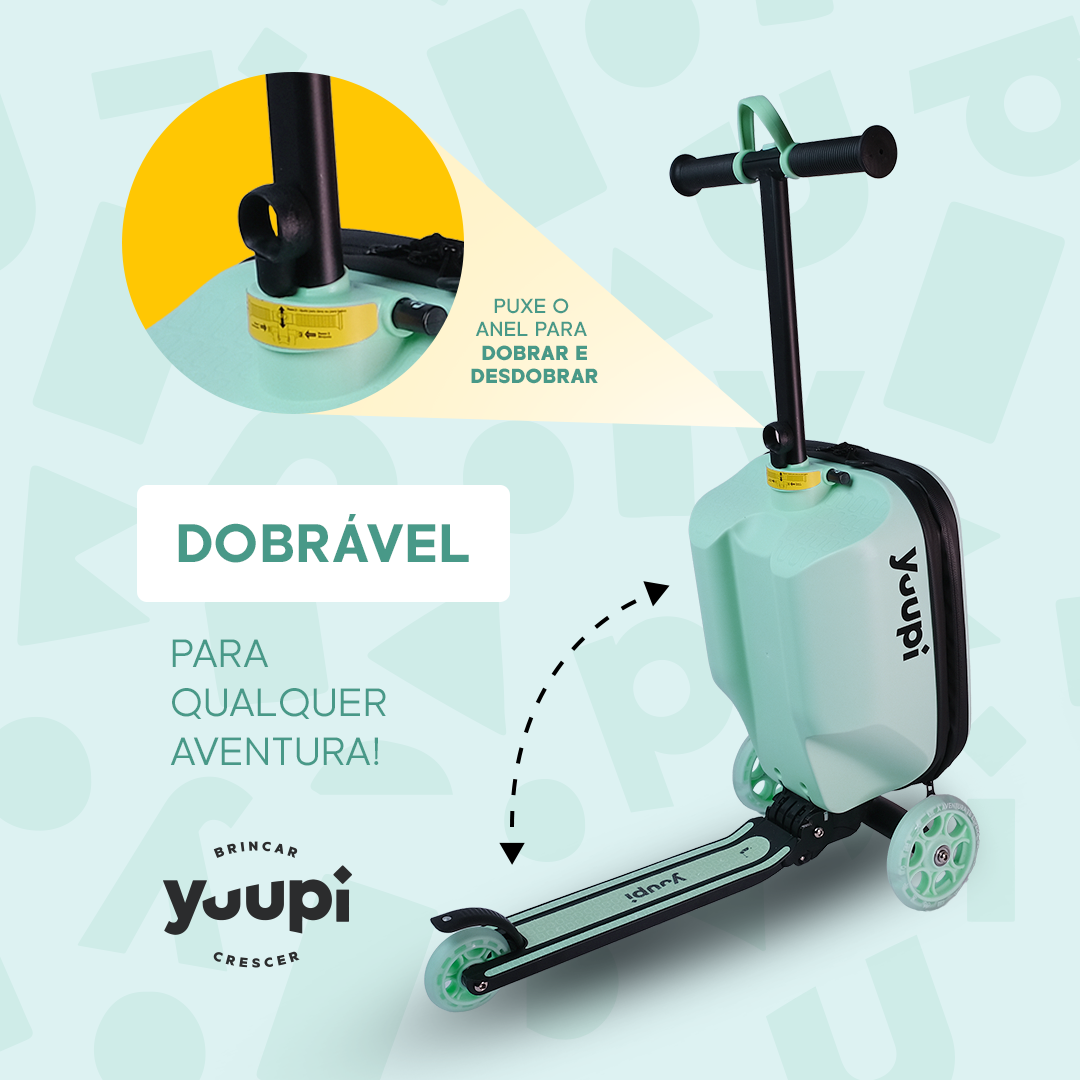 Patinete e Mochila Infantil 2 em 1 Verde Yuupi