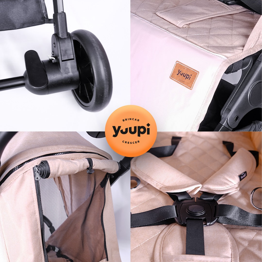 Carrinho De Bebê Portátil Para Viagem Aero Bege Yuupi