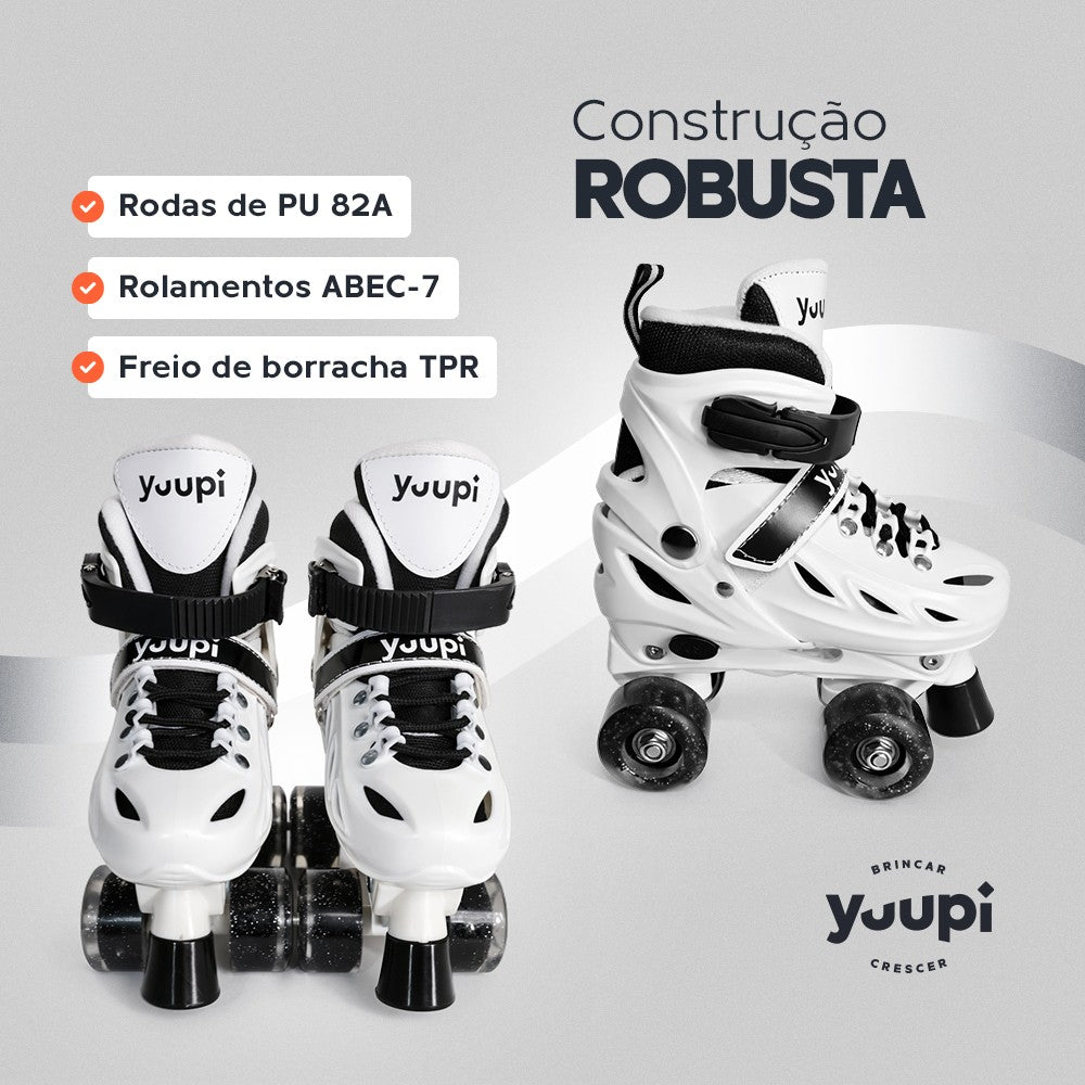 Patins Classicos Quad Branco P 30-33 Yuupi