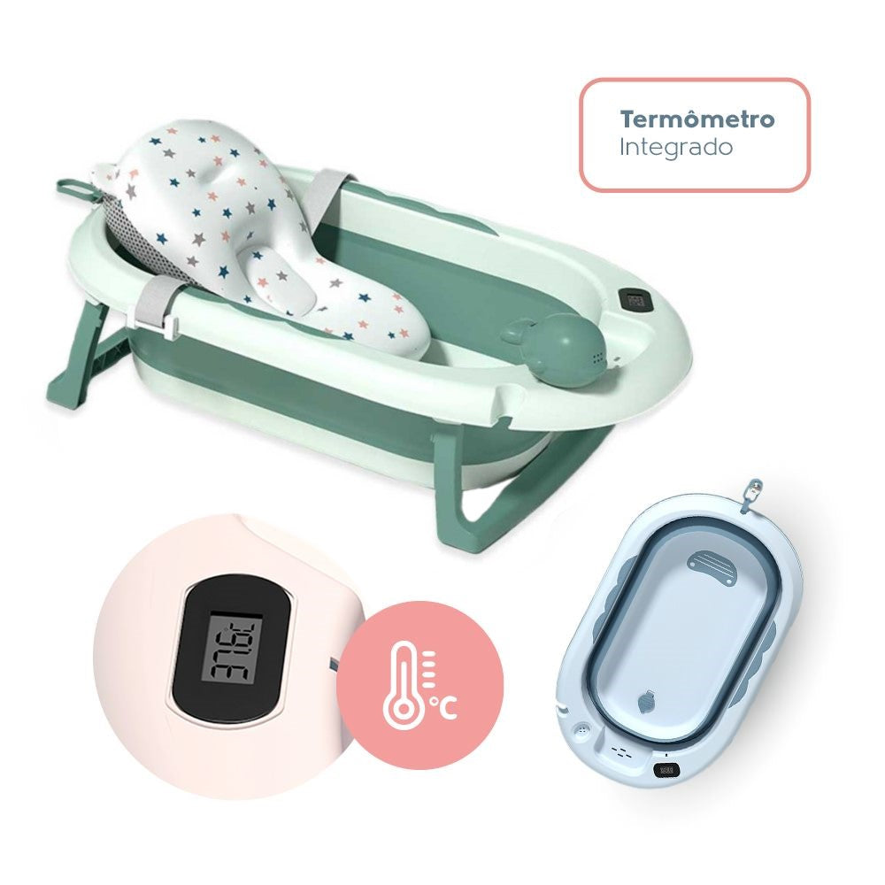 Banheira Dobrável Com Suporte e Acessórios YPB189 Verde Yuupi