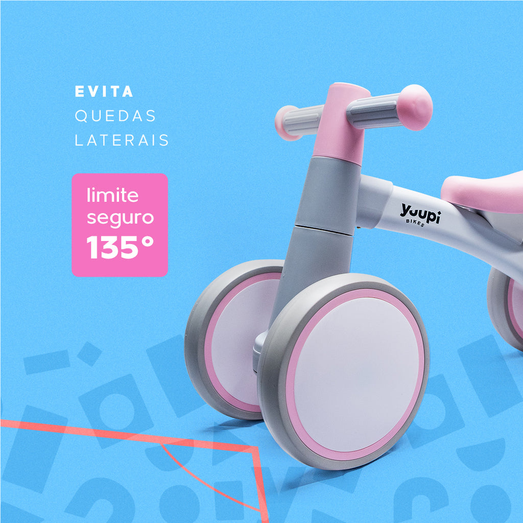Bicicleta De Equilíbrio Infantil Sem Pedal Rosa 4 Rodas Yuupi